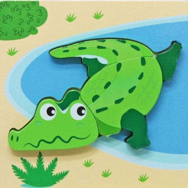Дерев'яний пазл-вкладиш "Крокодил" (15х15 см) від компанії Інтернет-магазин  towershop.online - фото 1