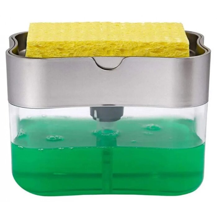 Диспенсер для миючого засобу із підставкою для губки Soap Pump & Sponge Caddy Сірий від компанії Інтернет-магазин  towershop.online - фото 1