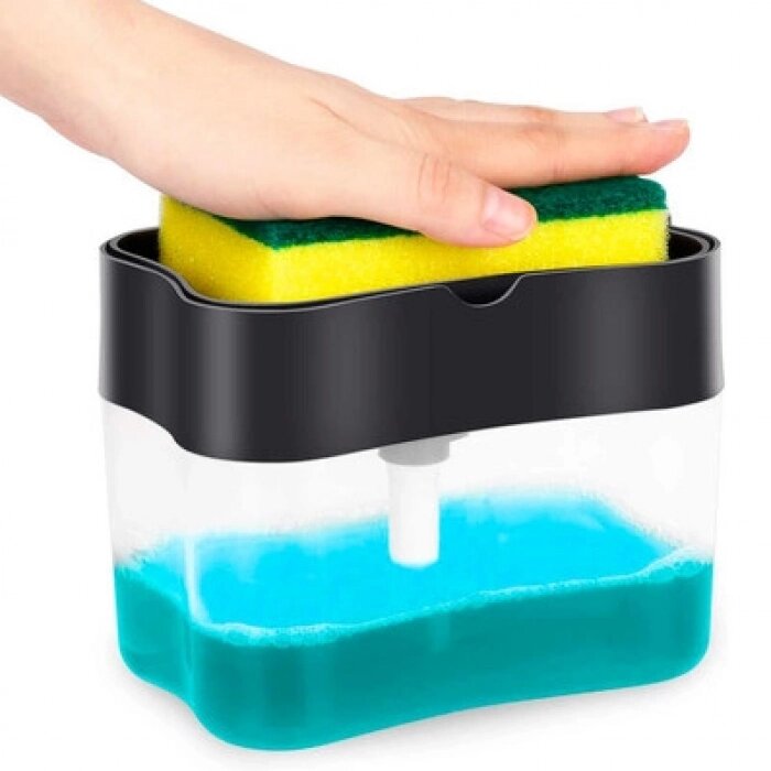 Диспенсер для миючого засобу з підставкою для губки Soap Pump & Sponge Caddy Чорний від компанії Інтернет-магазин  towershop.online - фото 1