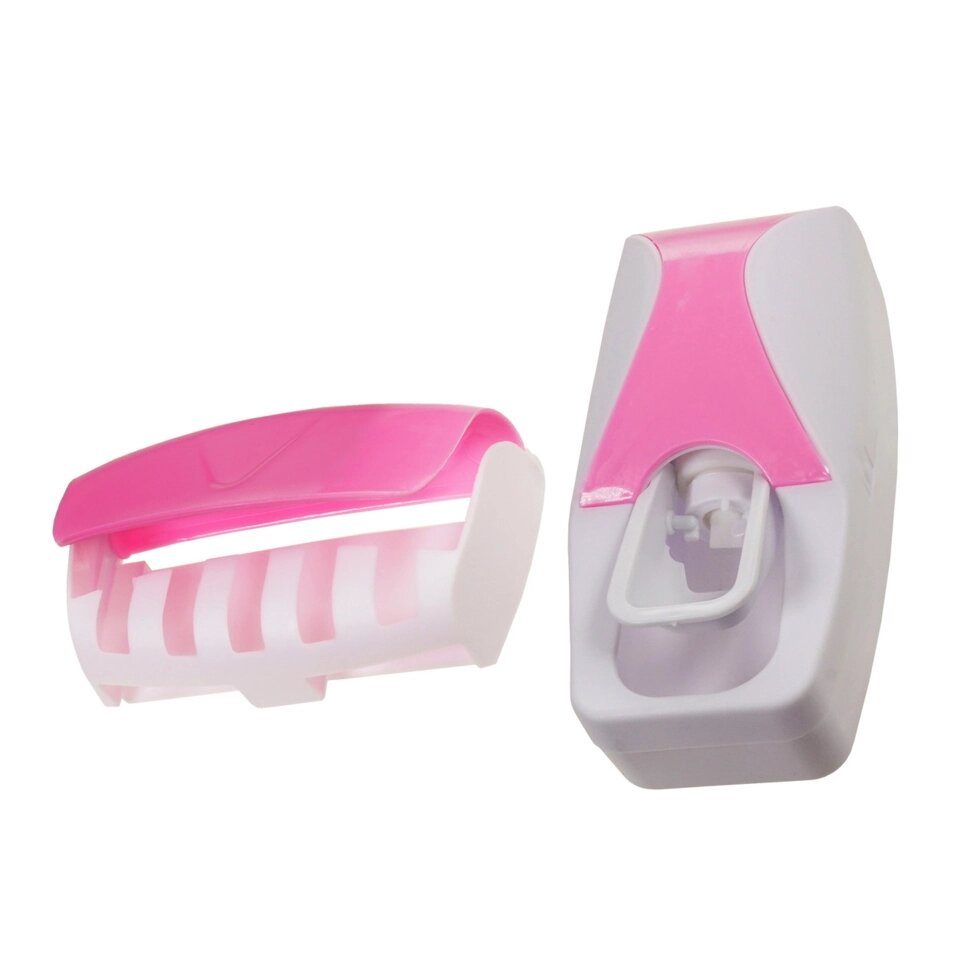 Диспензатор для зубної пасти з тримачем для пензлів, рожевого від компанії Інтернет-магазин  towershop.online - фото 1