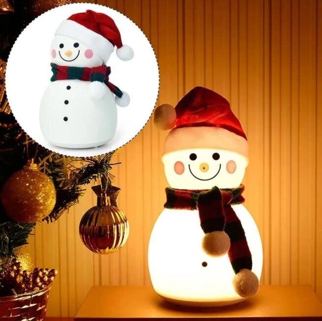 Дитяча силіконова лампа - нічний легкий сніговик з музикою від компанії Інтернет-магазин  towershop.online - фото 1
