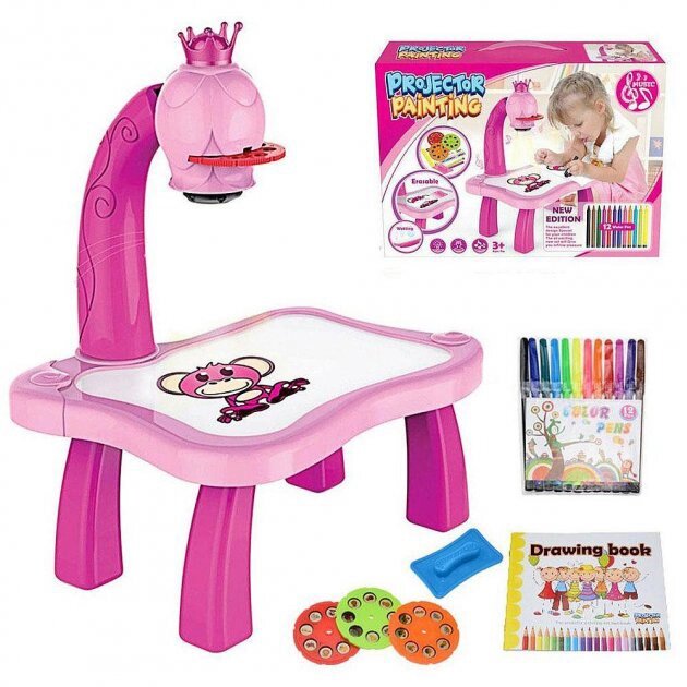 Дитячий стіл проектор для малювання з підсвічуванням Projector Painting. Колір: рожевий від компанії Інтернет-магазин  towershop.online - фото 1