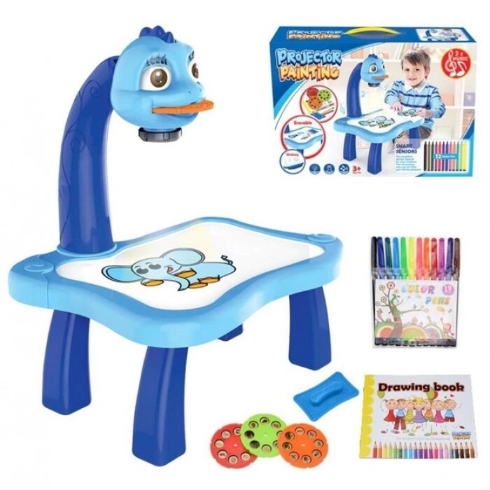 Дитячий стіл проектор для малювання зі світлодіодним підсвічуванням Projector Painting Синій від компанії Інтернет-магазин  towershop.online - фото 1