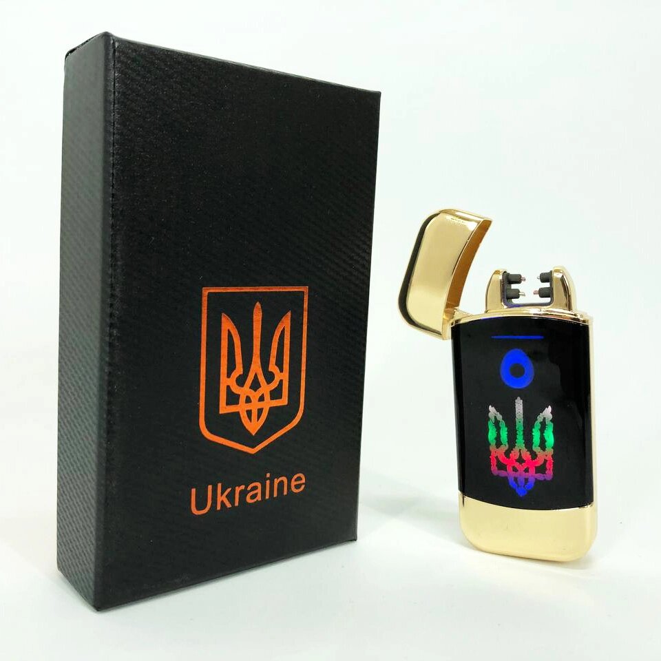 Дугова електроімпульсна запальничка із USB-зарядкою Україна LIGHTER HL-439. Колір: золотий від компанії Інтернет-магазин  towershop.online - фото 1