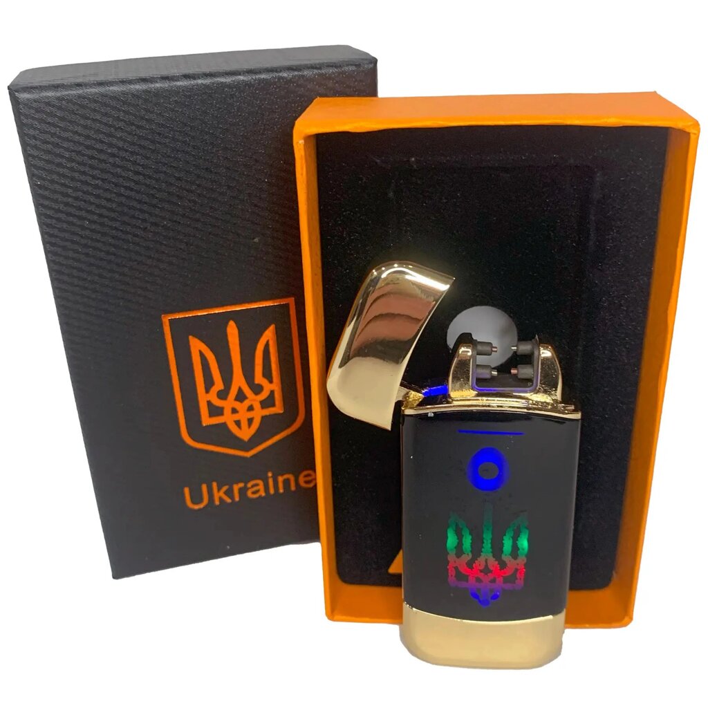 Дугова електроімпульсна запальничка із USB-зарядкою Україна LIGHTER HL-439. Колір: золотий від компанії Інтернет-магазин  towershop.online - фото 1