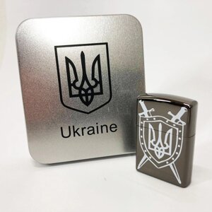 Дугова електроімпульсна USB запальничка Україна металева коробка HL-446. Колір: чорний