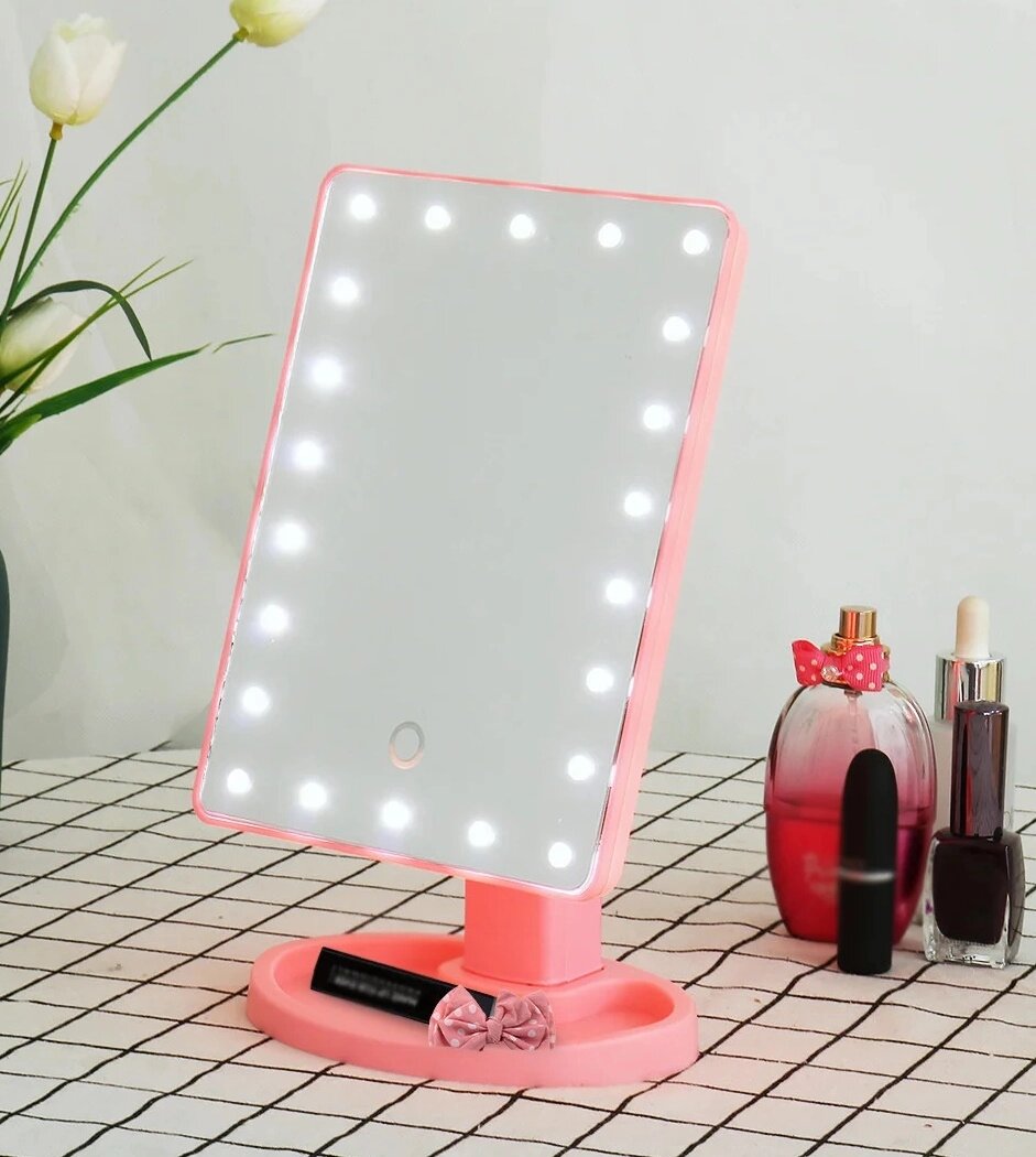 Дзеркало для макіяжу Large LED Mirror 22 LED Pink від компанії Інтернет-магазин  towershop.online - фото 1