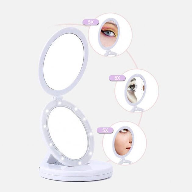 Дзеркало для макіяжу Large Mirror з LED-підсвічуванням, що світиться дзеркало для макіяжу. Колір білий від компанії Інтернет-магазин  towershop.online - фото 1