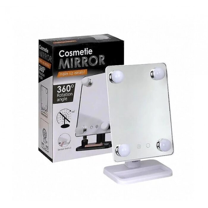 Дзеркало для макіяжу з підсвічуванням з LED підсвічуванням Cosmetie Mirror 360 Білий від компанії Інтернет-магазин  towershop.online - фото 1