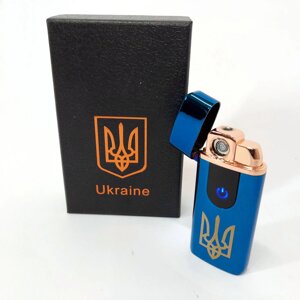 Електрична та газова запальничка Україна з USB-зарядкою HL-431, запальничка спіральна. Колір синій