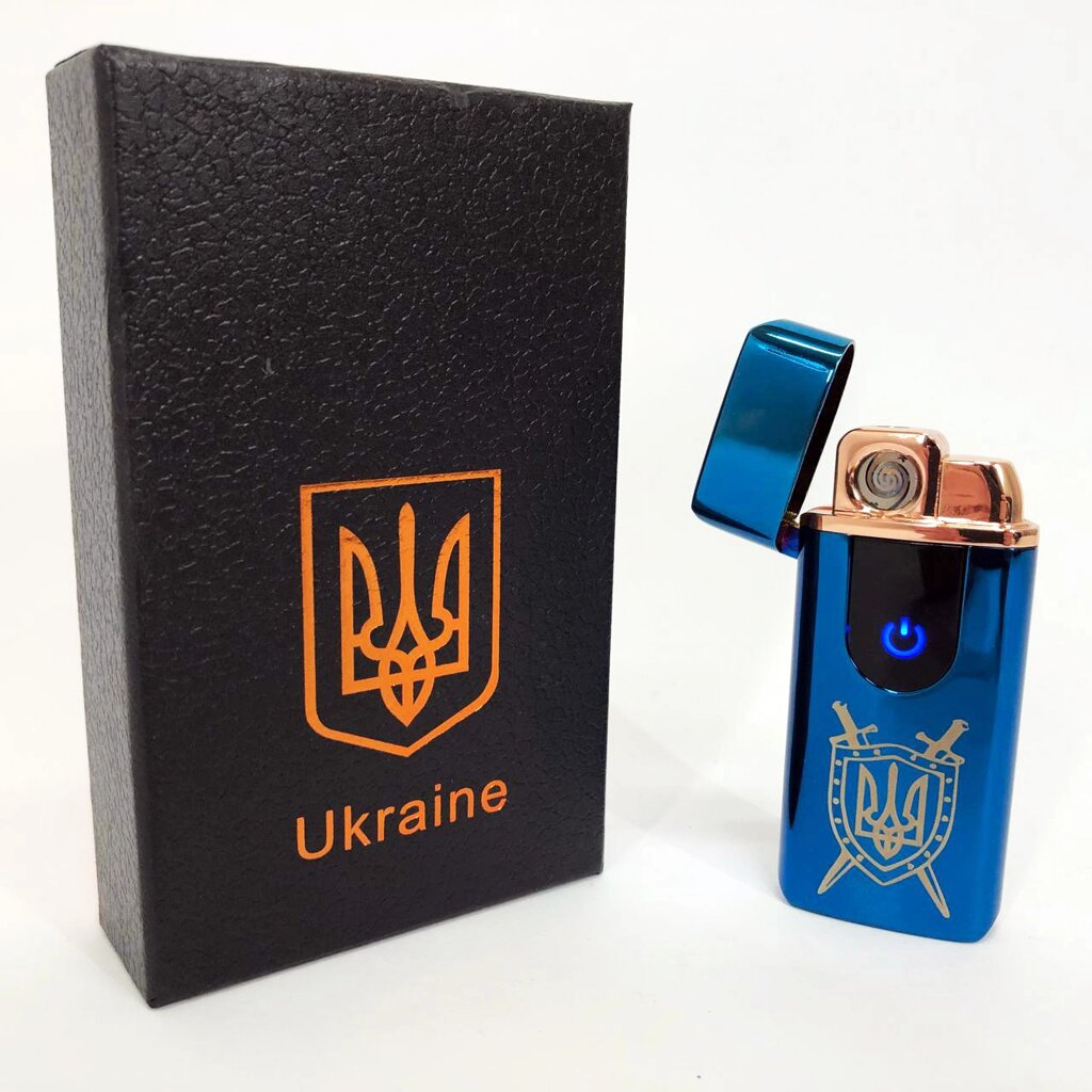 Електрична та газова запальничка Україна з USB-зарядкою HL-432, запальничка сенсорна. Колір синій від компанії Інтернет-магазин  towershop.online - фото 1