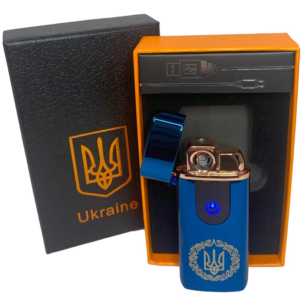 Електрична та газова запальничка Україна з USB-зарядкою HL-435, запальнички із зарядкою від usb. Колір синій від компанії Інтернет-магазин  towershop.online - фото 1