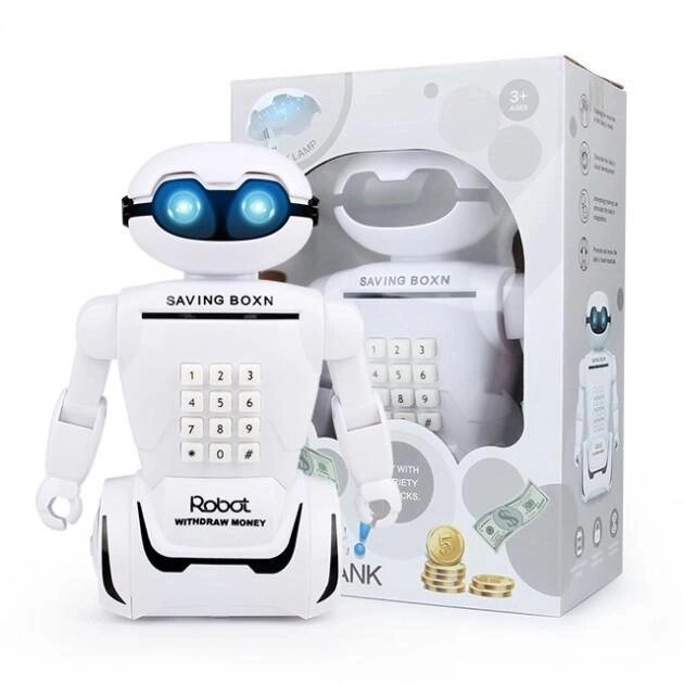 Електронна дитяча скарбничка - сейф із кодовим замком та купюроприймачем Робот Robot Bodyguard та лампа 2в1 від компанії Інтернет-магазин  towershop.online - фото 1