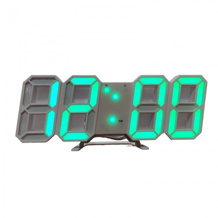Електронні настільні LED годинник з будильником і термометром LY 1089 білі ( Зелена підсвічування ) від компанії Інтернет-магазин  towershop.online - фото 1