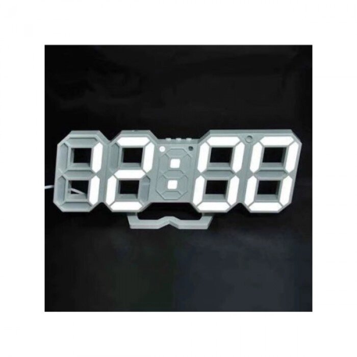 Електронні настільні LED годинник з будильником і термометром VST-883 білі ( Біла підсвічування ) від компанії Інтернет-магазин  towershop.online - фото 1