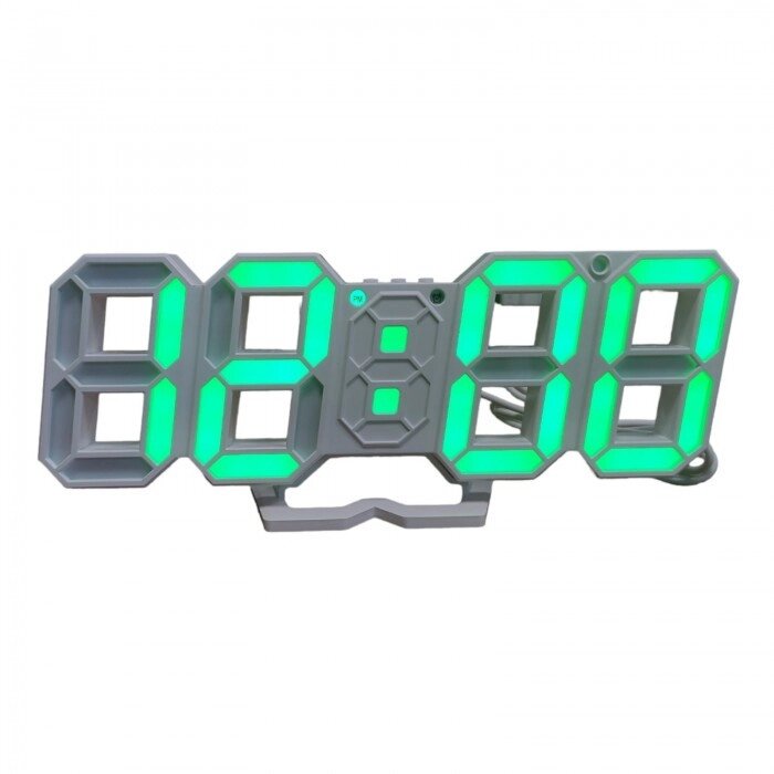 Електронні настільні LED годинник з будильником і термометром VST-883 білі ( Зелена підсвічування ) від компанії Інтернет-магазин  towershop.online - фото 1