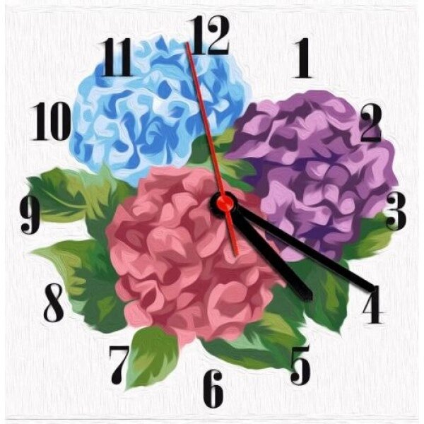 Годинник-картина за номерами "Гортензії", 30х30 см від компанії Інтернет-магазин  towershop.online - фото 1