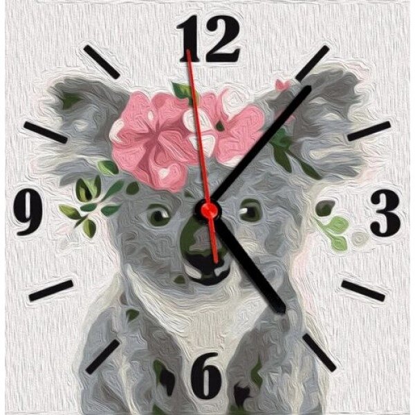 Годинник-картина за номерами "Коала", 30х30 см від компанії Інтернет-магазин  towershop.online - фото 1