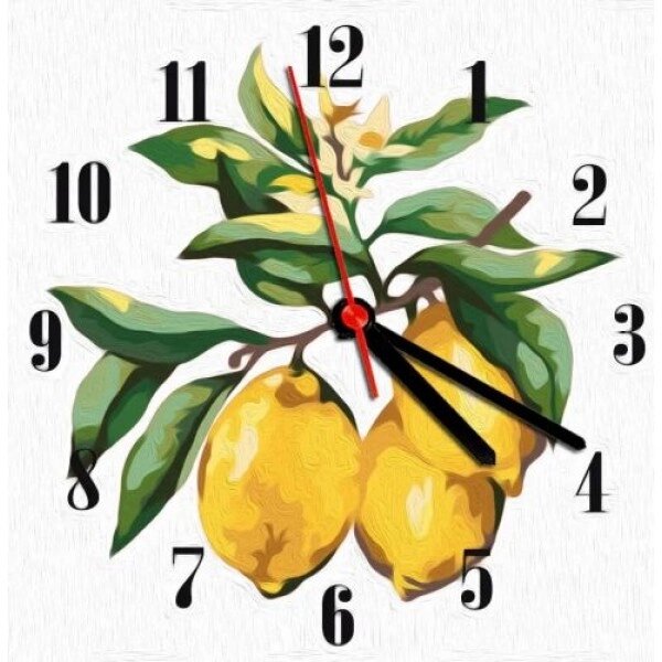 Годинник-картина за номерами "Лимон", 30х30 см від компанії Інтернет-магазин  towershop.online - фото 1