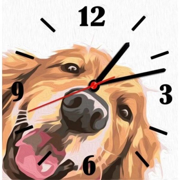 Годинник-картина за номерами "Пісик", 30х30 см від компанії Інтернет-магазин  towershop.online - фото 1