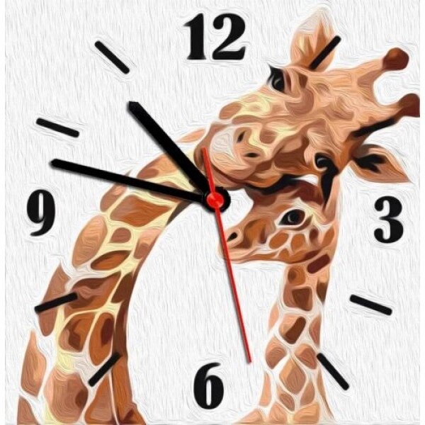 Годинник-картина за номерами "Жирафчики", 30х30 см від компанії Інтернет-магазин  towershop.online - фото 1