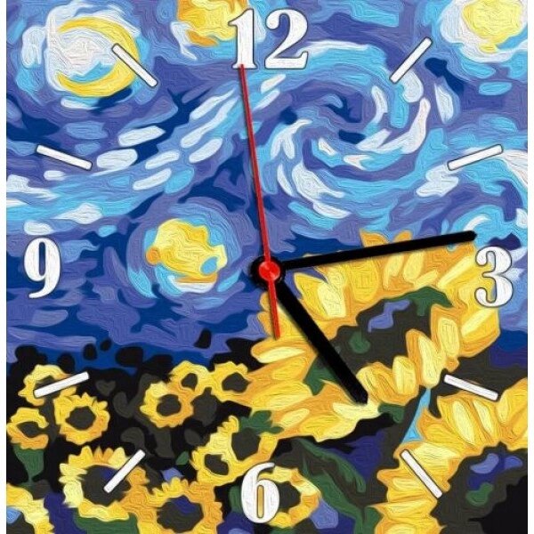 Годинник-картина за номерами "Зоряна ніч", 30х30 см від компанії Інтернет-магазин  towershop.online - фото 1
