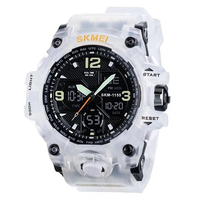Годинник наручний чоловічий SKMEI 1155BWT, наручний годинник для військових, фірмовий спортивний годинник. Колір білий від компанії Інтернет-магазин  towershop.online - фото 1