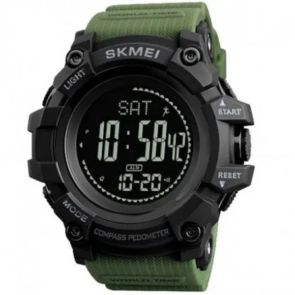 Годинник наручний чоловічий SKMEI 1356AG ARMY GREEN, армійський годинник протиударний. Колір зелений від компанії Інтернет-магазин  towershop.online - фото 1