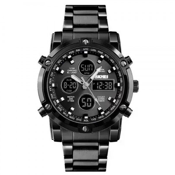 Годинник наручний чоловічий SKMEI 1389BK BLACK, водонепроникний чоловічий годинник. Колір чорний від компанії Інтернет-магазин  towershop.online - фото 1