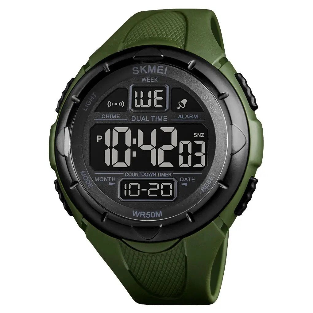 Годинник наручний чоловічий SKMEI 1656GN ARMY GREEN, годинник наручний електронний тактичний. Колір зелений від компанії Інтернет-магазин  towershop.online - фото 1