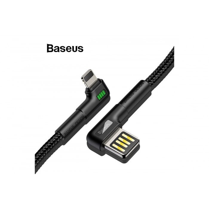 Кабель Baseus Data Lightning 2.4A 1 м CALKLF-P01 Бічний USB Чорний Оригінал від компанії Інтернет-магазин  towershop.online - фото 1