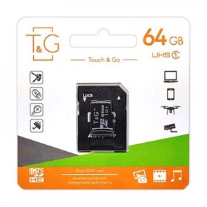 Карта пам'яті MicroSDHC 64GB UHS-I Class 10 T&G З адаптером