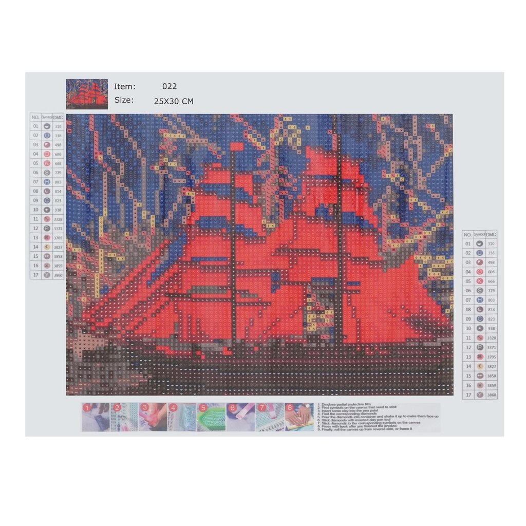 Картина алмазна живопис Корабель з червоними вітрилами 25х30 від компанії Інтернет-магазин  towershop.online - фото 1
