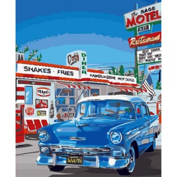 Картина за номерами "Блакитний ретро автомобіль" від компанії Інтернет-магазин  towershop.online - фото 1