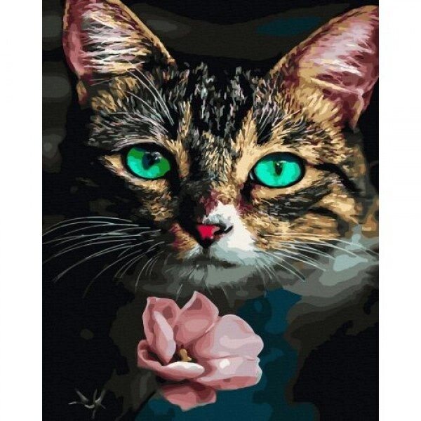 Картина за номерами "Кішка і квітка" від компанії Інтернет-магазин  towershop.online - фото 1