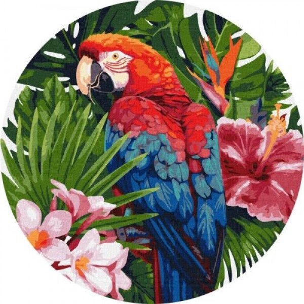 Картина за номерами (кругла) "Яскравий папуга" від компанії Інтернет-магазин  towershop.online - фото 1