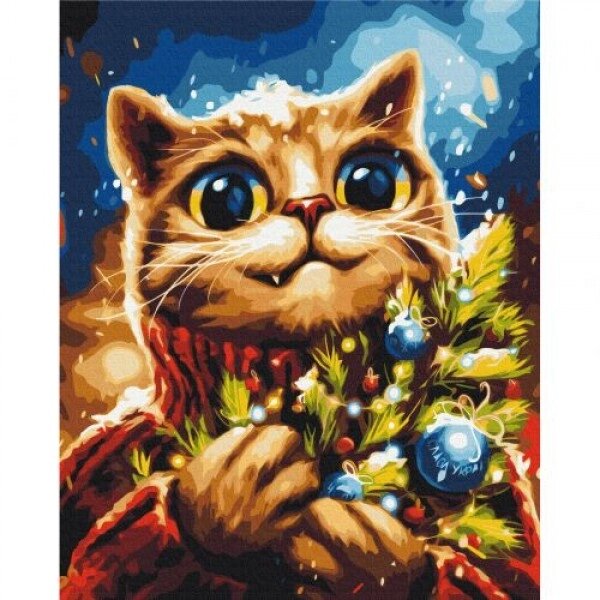 Картина за номерами "Новорічний котик" від компанії Інтернет-магазин  towershop.online - фото 1