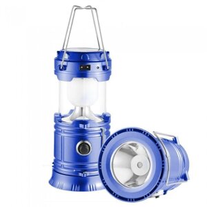 Кемпінгова LED лампа JH-5800T c POWER BANK Ліхтар ліхтарик сонячна панель Синій