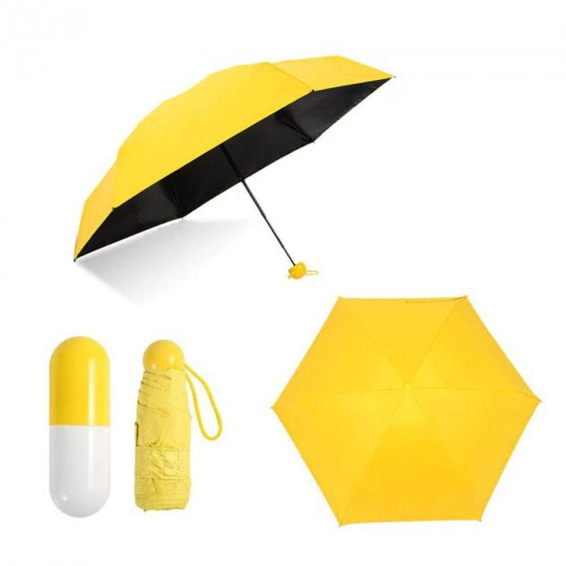 Компактний парасольку в капсулі-футлярі Жовтий, маленький парасолька в капсулі. Колір: жовтий від компанії Інтернет-магазин  towershop.online - фото 1