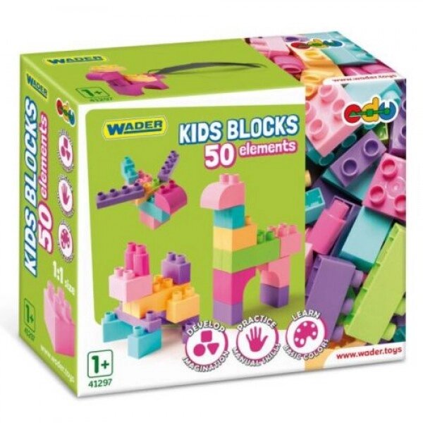 Конструктор пластиковий елементів "Kids Blocks" 50 (рожевий) від компанії Інтернет-магазин  towershop.online - фото 1