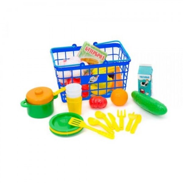 Кошик з продуктами і посудом "Пікнік", 37 ел ( синя ) від компанії Інтернет-магазин  towershop.online - фото 1