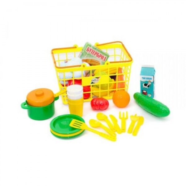 Кошик з продуктами і посудом "Пікнік", 37 ел ( жовта ) від компанії Інтернет-магазин  towershop.online - фото 1