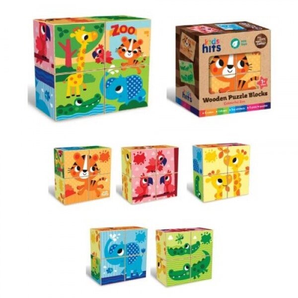 Кубики дерев'яні "Colourful Zoo" (4 шт. від компанії Інтернет-магазин  towershop.online - фото 1