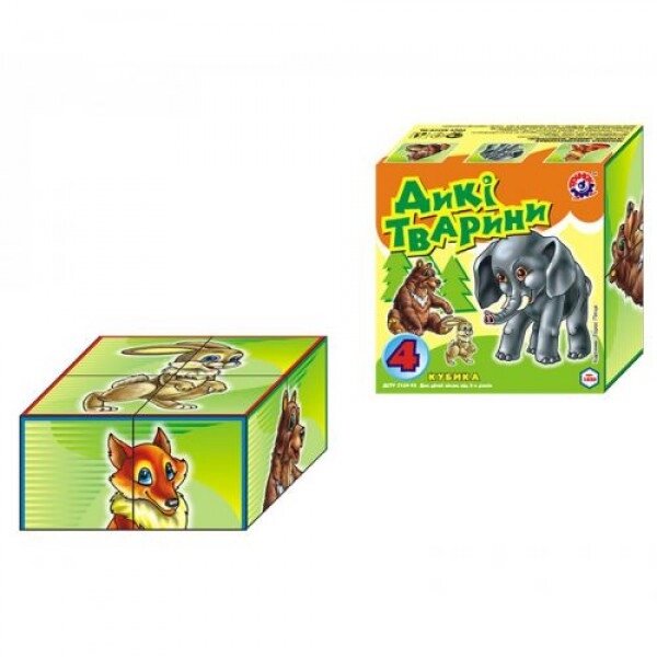 Кубики "Дикі тварини" ( 4 кубика ) від компанії Інтернет-магазин  towershop.online - фото 1