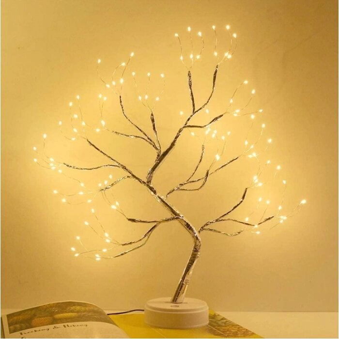 LED Світильник нічник дерево бонсай сріблястого кольору з теплим світлом USB + 3AA від компанії Інтернет-магазин  towershop.online - фото 1