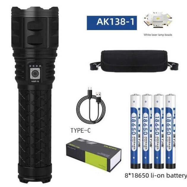 Ліхтар ручної моделі Police AK138-1 WHITE LASER LED PM60-TG 8х18650, USB-зарядка, Power Bank, зум від компанії Інтернет-магазин  towershop.online - фото 1