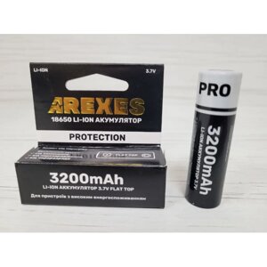 Літій-іонний акумулятор Arexes 18650 Li-Ion 3200 mAh, 3.7V для приладів з високим енергоспоживанням захист