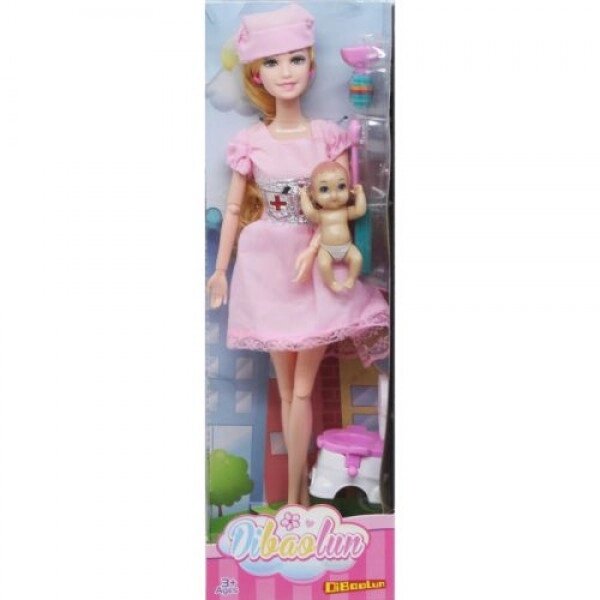 Лялька "Медсестра" з дитиною (у рожевій сукні) від компанії Інтернет-магазин  towershop.online - фото 1