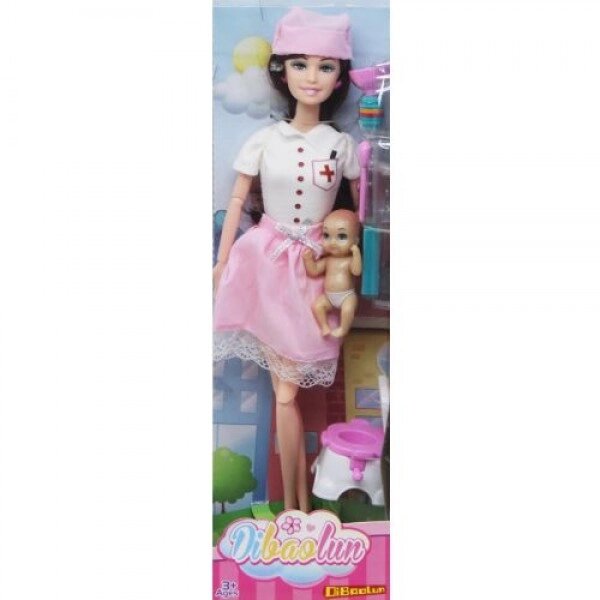 Лялька "Медсестра" з дитиною (в рожевій спідниці) від компанії Інтернет-магазин  towershop.online - фото 1