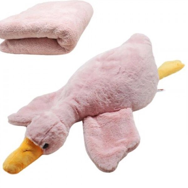 М'яка іграшка з пледом "Гусь-обнімусь", рожевий від компанії Інтернет-магазин  towershop.online - фото 1